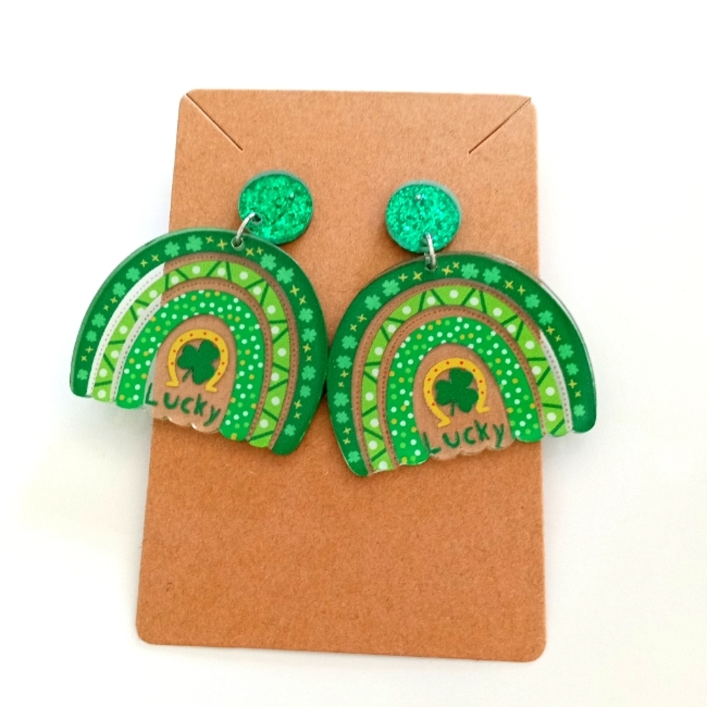 Green Rainbow Earrings
